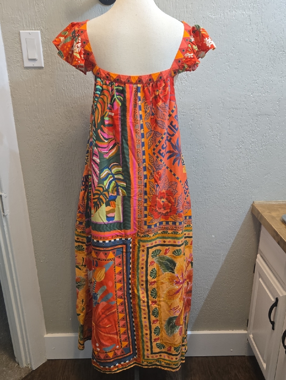 Anthropologie by Farm Rio Mosaic Ruffled Sun Midi Dress - Picture 8 of 15